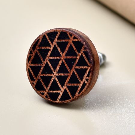 Round Wooden Dresser Knob in Black and Brown Finish